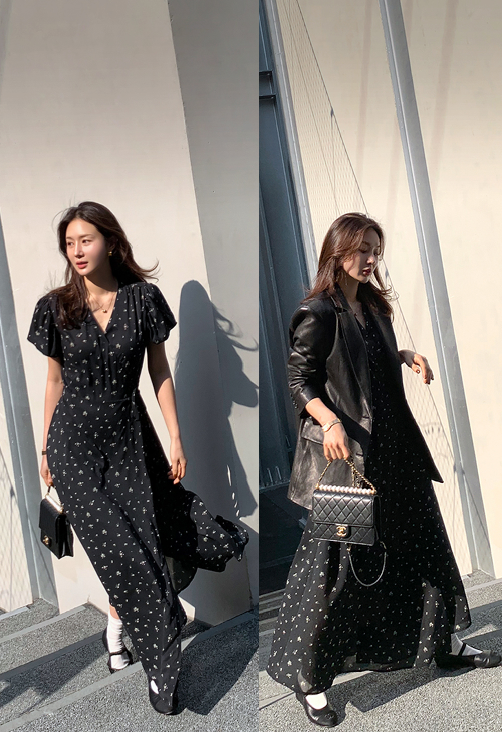 플라워 프렌치 맥시 랩원피스