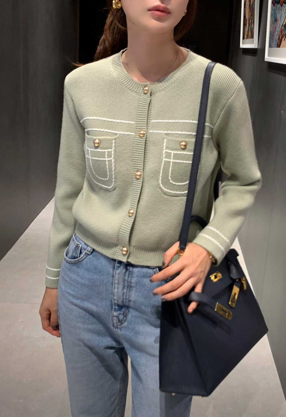 포켓스티치 자켓형 가디건