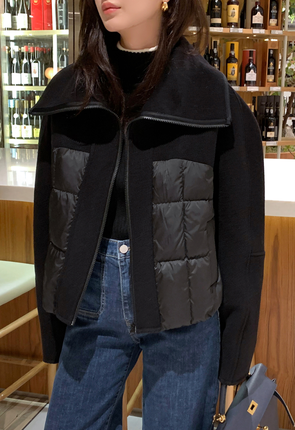 투웨이 구스다운 울 하프코트