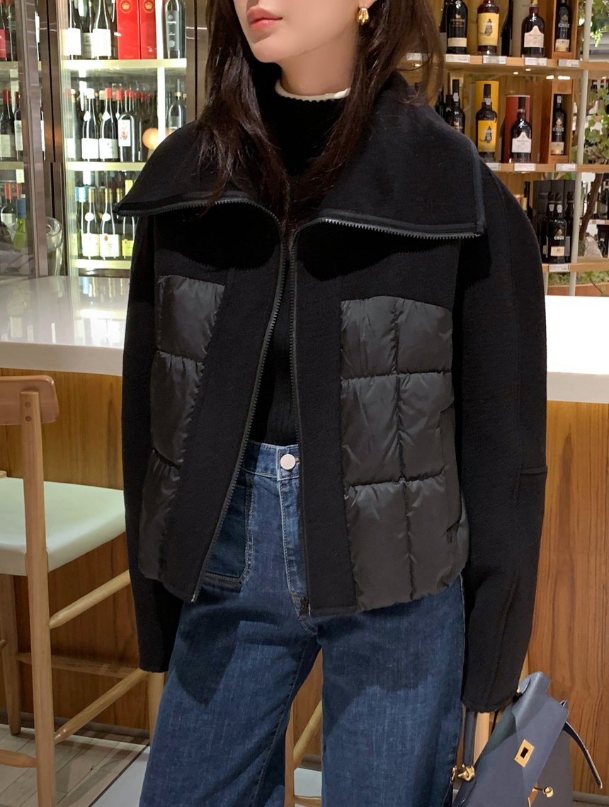 투웨이 구스다운 울 하프코트