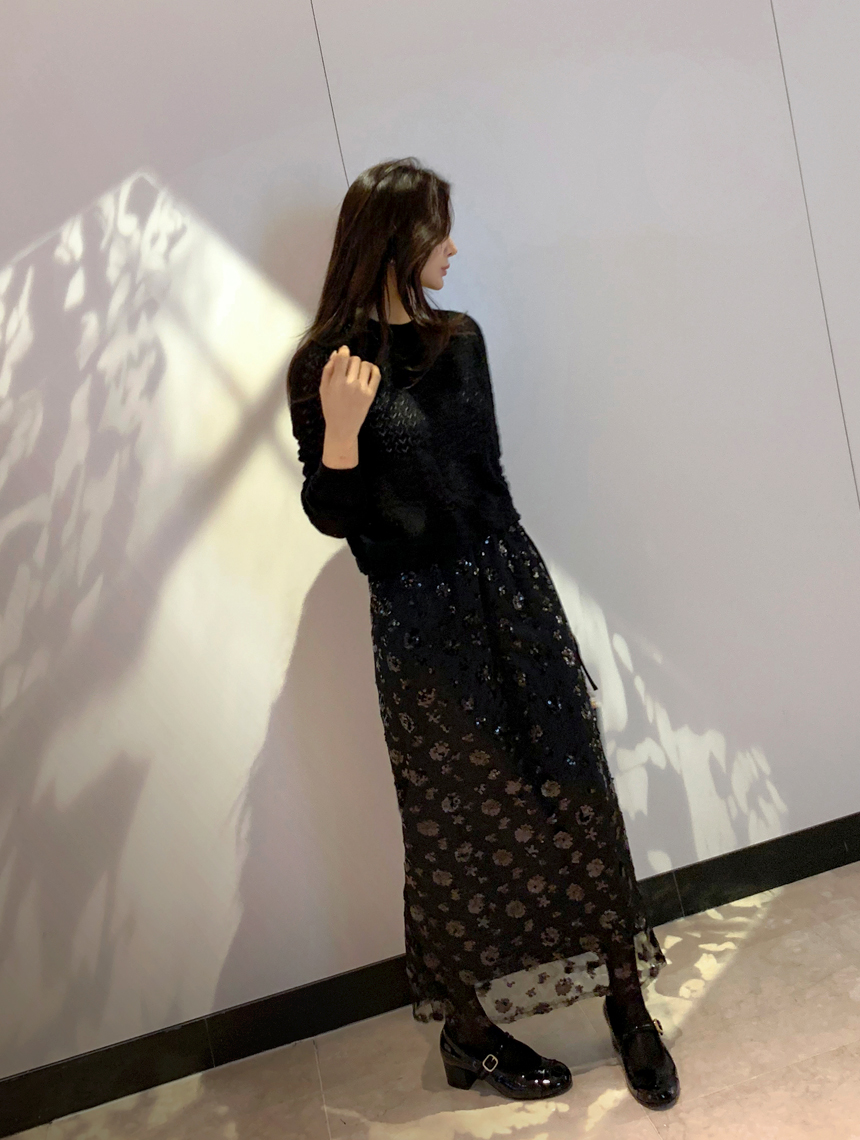 시퀸비즈스커트